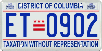 DC license plate ET0902