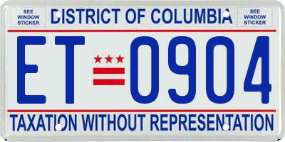 DC license plate ET0904