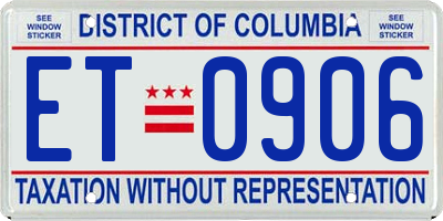 DC license plate ET0906