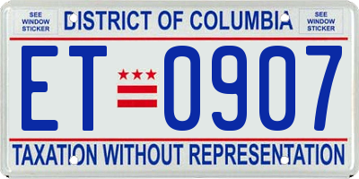 DC license plate ET0907