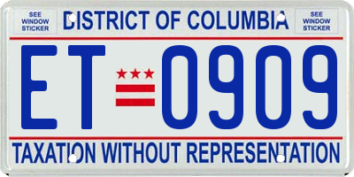 DC license plate ET0909
