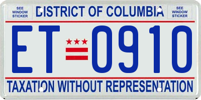 DC license plate ET0910