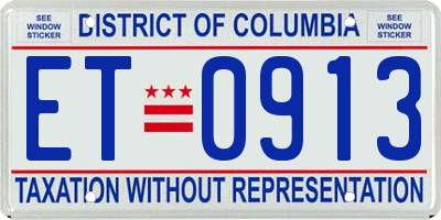 DC license plate ET0913