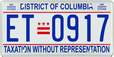 DC license plate ET0917