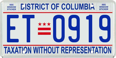 DC license plate ET0919
