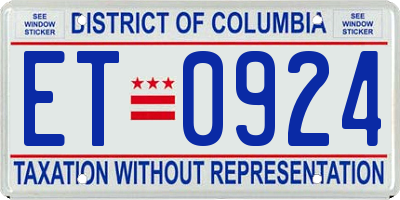 DC license plate ET0924