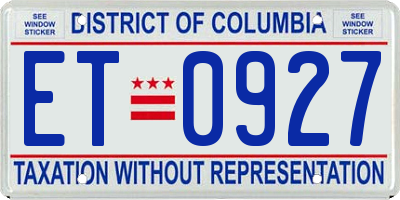 DC license plate ET0927