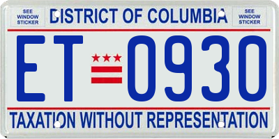 DC license plate ET0930