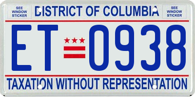 DC license plate ET0938