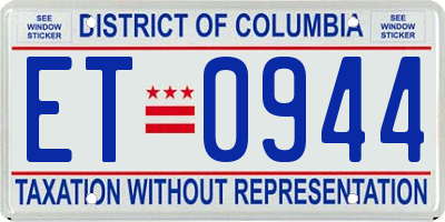 DC license plate ET0944