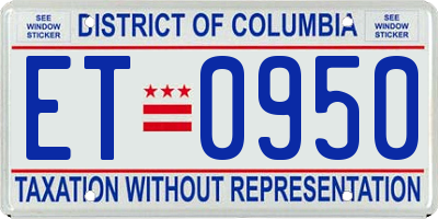 DC license plate ET0950