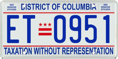 DC license plate ET0951