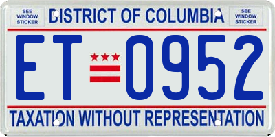 DC license plate ET0952