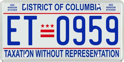 DC license plate ET0959