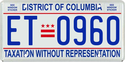 DC license plate ET0960