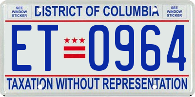 DC license plate ET0964