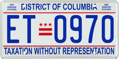 DC license plate ET0970