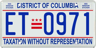DC license plate ET0971