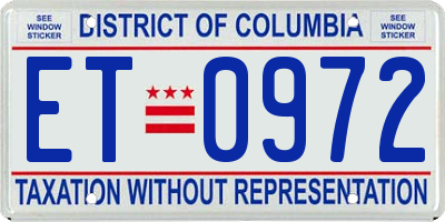 DC license plate ET0972