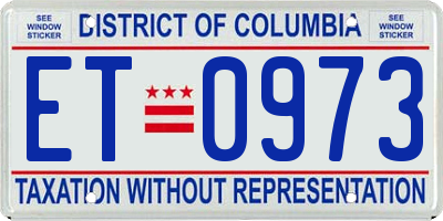 DC license plate ET0973