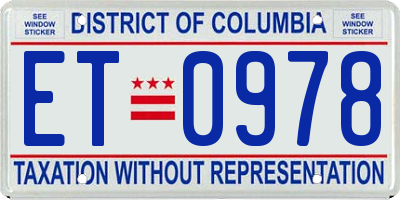 DC license plate ET0978