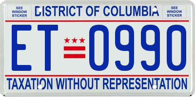 DC license plate ET0990