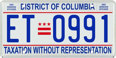 DC license plate ET0991