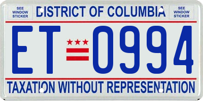 DC license plate ET0994