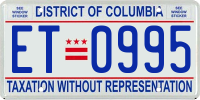 DC license plate ET0995