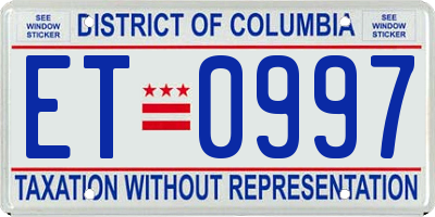 DC license plate ET0997
