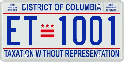 DC license plate ET1001