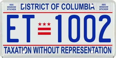 DC license plate ET1002