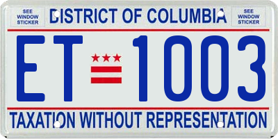 DC license plate ET1003