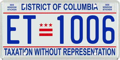 DC license plate ET1006