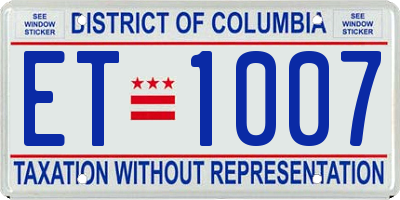 DC license plate ET1007