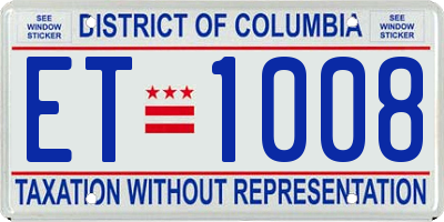 DC license plate ET1008