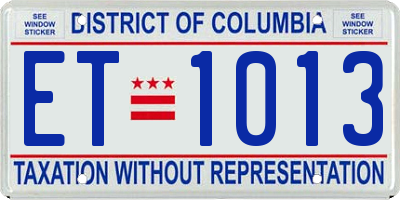 DC license plate ET1013