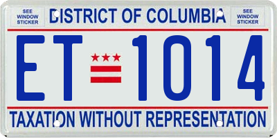 DC license plate ET1014
