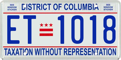 DC license plate ET1018