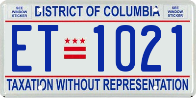 DC license plate ET1021