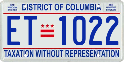 DC license plate ET1022