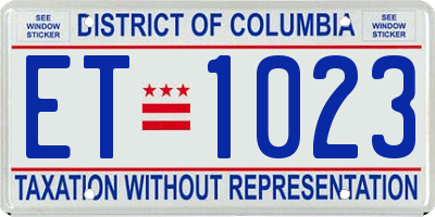 DC license plate ET1023