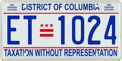 DC license plate ET1024