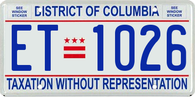 DC license plate ET1026