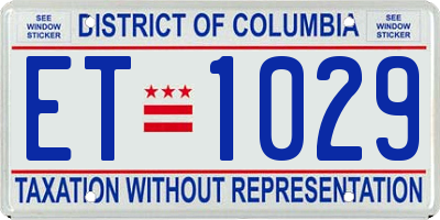 DC license plate ET1029