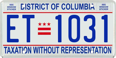 DC license plate ET1031