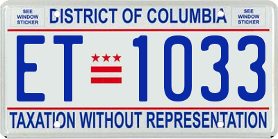 DC license plate ET1033