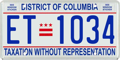 DC license plate ET1034