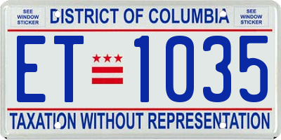DC license plate ET1035