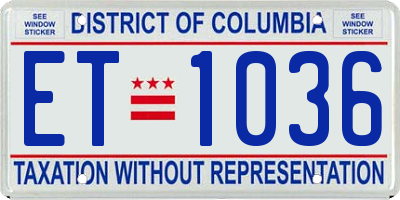 DC license plate ET1036